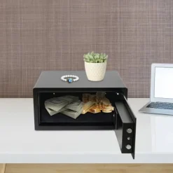 Outlet Pengeskab - Digital kode & nøgle - 30 L - Stål - USB nødstrøm - Vægmonterbar/Fritstående - Sort Pengeskabe