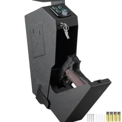 Discount Pengeskab til pistoler med biometrisk lås og 3 adgangsmetoder. Sikker opbevaring af én pistol. Pengeskabe