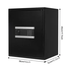 Pengeskabe^Pengeskab/Sikkerhedsboks - Digitalt Tastatur - Stål - Væg- og Gulvmontering - Rustbestandig - 38×31×45 cm - 13,1 kg - Sort