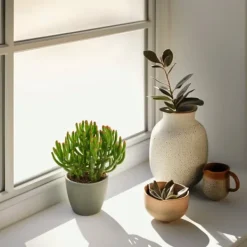 Krukkeplanter Indendørs^Pengetræ - 2 stk. - Crassula ovata 'Gollum' - Højde 15-25 cm - Potte 12 cm