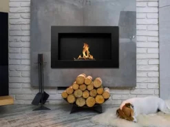 Sale Perfekt til jul julegave Ethanol pejs Bioethanol vægmonteret bioovn 65 x 40 x 12 cm mat sort Biokedel miljøvenlig bioovn Pejse