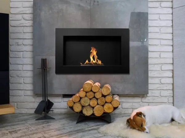Sale Perfekt til jul julegave Ethanol pejs Bioethanol vægmonteret bioovn 65 x 40 x 12 cm mat sort Biokedel miljøvenlig bioovn Pejse