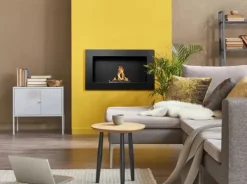 Sale Perfekt til jul julegave Ethanol pejs Bioethanol vægmonteret bioovn 65 x 40 x 12 cm mat sort Biokedel miljøvenlig bioovn Pejse