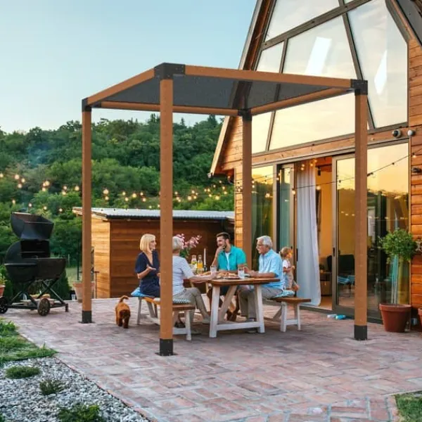 Outlet Pergola beslag sæt 101x101mm, 4 stk. 3-vejs robuste hjørnebeslag til gør-det-selv projekter, nem installation af træbjælker til udendør Buer, Spalier, Lysthuse Uden Tag