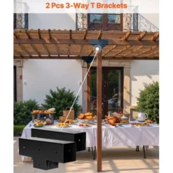 Buer, Spalier, Lysthuse Uden Tag^Pergola beslagssæt, T-formet 92x92 mm, sort, stål