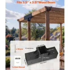 Buer, Spalier, Lysthuse Uden Tag^Pergola beslagssæt, T-formet 92x92 mm, sort, stål