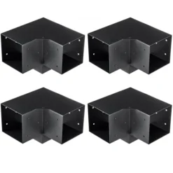 Outlet Pergola beslagssæt, 3-vejs hjørnebeslag, 14,2x14,2 cm, sort, stål Buer, Spalier, Lysthuse Uden Tag