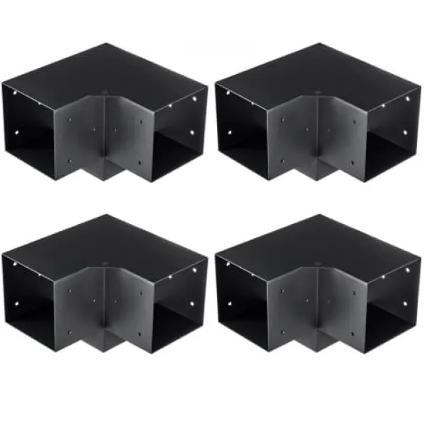 Outlet Pergola beslagssæt, 3-vejs hjørnebeslag, 14,2x14,2 cm, sort, stål Buer, Spalier, Lysthuse Uden Tag