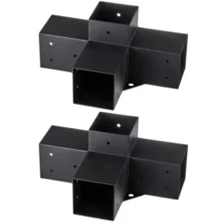 Buer, Spalier, Lysthuse Uden Tag^Pergola beslagssæt, 4-vejs kraftigt hjørnebeslag, 10,2x10,2 cm, sort, stål