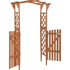 Buer, Spalier, Lysthuse Uden Tag^Pergola med låge - Havepergola i massivt grantræ | Størrelse: 116x40x204 cm