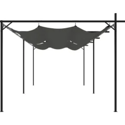 Buer, Spalier, Lysthuse Uden Tag^Pergola med sammenrulleligt tag - Stabil struktur | Farve: Antracitgrå | Størrelse: 589x292x230 cm