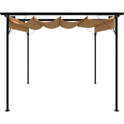 Buer, Spalier, Lysthuse Uden Tag^Pergola med sammenrulleligt tag 3x3 m | Stål | Farve: Gråbrun | 180 g/m²