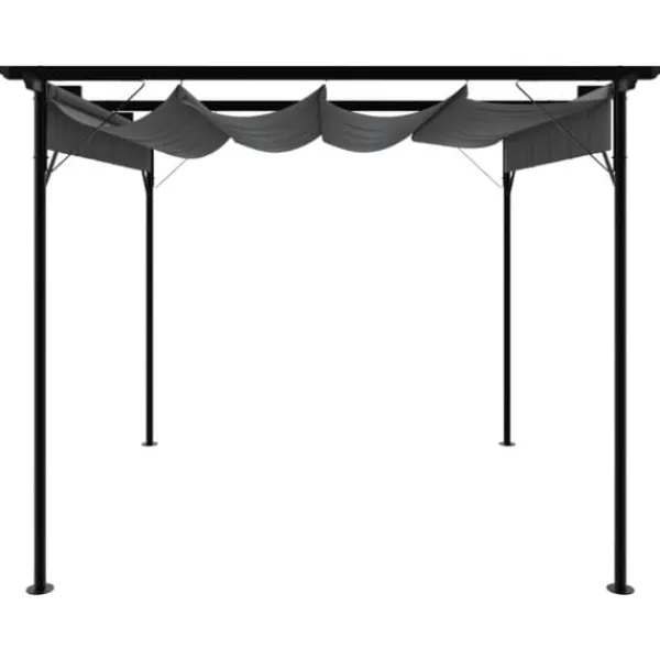 Buer, Spalier, Lysthuse Uden Tag^Pergola med sammenrulleligt tag 3x3 m - Robust antracitgrå stål | Vægt: 180 g/m²