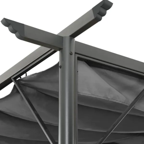 Buer, Spalier, Lysthuse Uden Tag^Pergola med sammenrulleligt tag 3x3 m - Robust antracitgrå stål | Vægt: 180 g/m²
