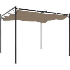 Outlet Pergola med sammenrulleligt tag - UV-resistent & robust | Størrelse: 295x292x230 cm | Farve: Gråbrun Buer, Spalier, Lysthuse Uden Tag
