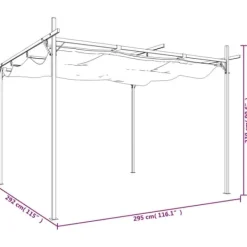 Outlet Pergola med sammenrulleligt tag - UV-resistent & robust | Størrelse: 295x292x230 cm | Farve: Gråbrun Buer, Spalier, Lysthuse Uden Tag