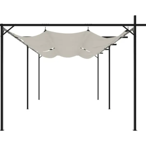 Buer, Spalier, Lysthuse Uden Tag^Pergola med sammenrulleligt tag - UV-resistent | Farve: Creme | Størrelse: 589x292x230 cm