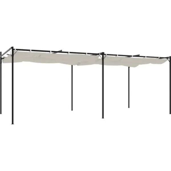 Buer, Spalier, Lysthuse Uden Tag^Pergola med sammenrulleligt tag - UV-resistent | Farve: Creme | Størrelse: 589x292x230 cm