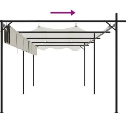Buer, Spalier, Lysthuse Uden Tag^Pergola med sammenrulleligt tag - UV-resistent | Farve: Creme | Størrelse: 589x292x230 cm