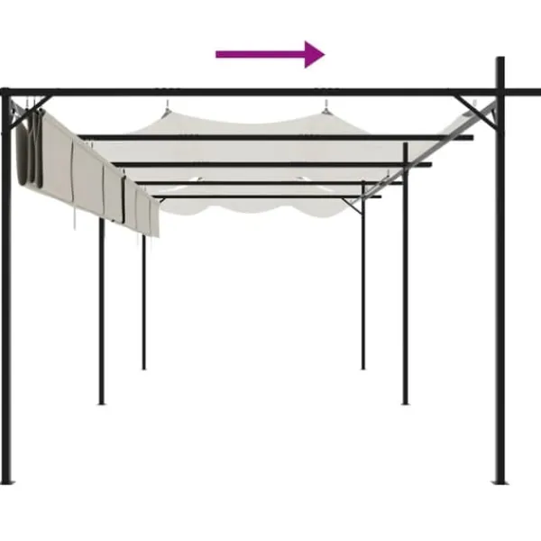 Buer, Spalier, Lysthuse Uden Tag^Pergola med sammenrulleligt tag - UV-resistent | Farve: Creme | Størrelse: 589x292x230 cm