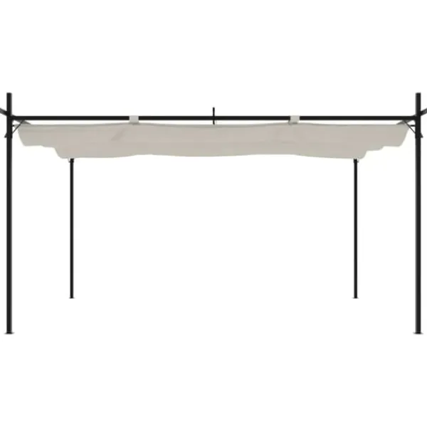 Buer, Spalier, Lysthuse Uden Tag^Pergola med sammenrulleligt tag - Stabil struktur | Farve: Cremefarvet | Størrelse: 395x292x230 cm