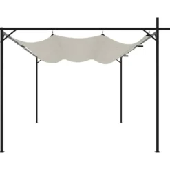 Buer, Spalier, Lysthuse Uden Tag^Pergola med sammenrulleligt tag - Stabil struktur | Farve: Cremefarvet | Størrelse: 395x292x230 cm