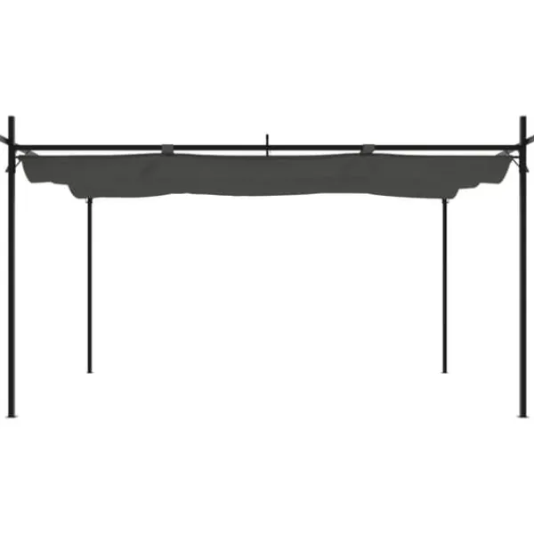 Clearance Pergola med sammenrulleligt tag - Udendørs pavillon | Størrelse: 395x292x230 cm | Farve: Antracitgrå Buer, Spalier, Lysthuse Uden Tag