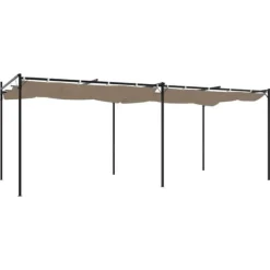 Buer, Spalier, Lysthuse Uden Tag^Pergola med sammenrulleligt tag - UV-resistent | Størrelse: 589x292x230 cm | Farve: Gråbrun