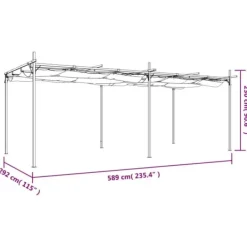Buer, Spalier, Lysthuse Uden Tag^Pergola med sammenrulleligt tag - UV-resistent | Størrelse: 589x292x230 cm | Farve: Gråbrun