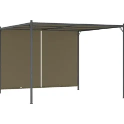 Best Pergola med tilbagetrækkeligt tag 3x3 m - Robust og vandafvisende | Farve: Gråbrun | Størrelse: 180 g/m² Buer, Spalier, Lysthuse Uden Tag