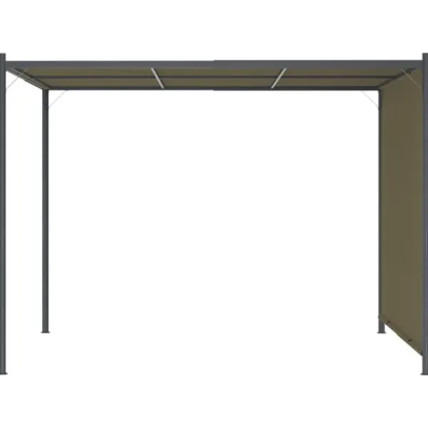 Best Pergola med tilbagetrækkeligt tag 3x3 m - Robust og vandafvisende | Farve: Gråbrun | Størrelse: 180 g/m² Buer, Spalier, Lysthuse Uden Tag