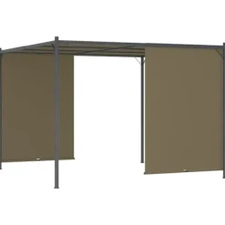 Best Pergola med tilbagetrækkeligt tag 3x3 m - Robust og vandafvisende | Farve: Gråbrun | Størrelse: 180 g/m² Buer, Spalier, Lysthuse Uden Tag