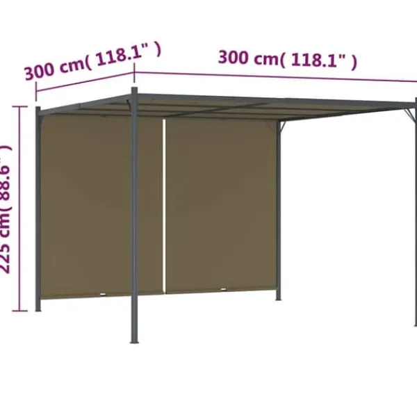 Best Pergola med tilbagetrækkeligt tag 3x3 m - Robust og vandafvisende | Farve: Gråbrun | Størrelse: 180 g/m² Buer, Spalier, Lysthuse Uden Tag