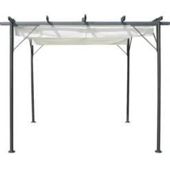 Buer, Spalier, Lysthuse Uden Tag^Pergola med tilbagetrækkeligt tag 3x3 m stål cremefarvet - Pergola - Pergolaer - Home & Living