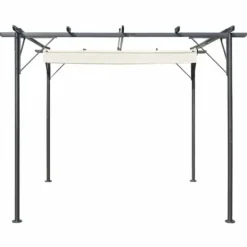 Buer, Spalier, Lysthuse Uden Tag^Pergola med tilbagetrækkeligt tag 3x3 m stål cremefarvet - Pergola - Pergolaer - Home & Living