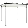 Buer, Spalier, Lysthuse Uden Tag^Pergola med tilbagetrækkeligt tag 3x3 m - Pulverlakeret stål | Farve: Creme