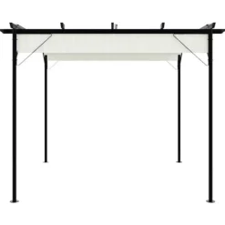 Buer, Spalier, Lysthuse Uden Tag^Pergola med tilbagetrækkeligt tag 3x3 m - Pulverlakeret stål | Farve: Creme