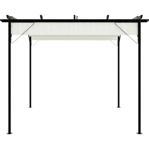 Buer, Spalier, Lysthuse Uden Tag^Pergola med tilbagetrækkeligt tag 3x3 m - Pulverlakeret stål | Farve: Creme