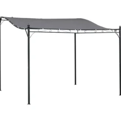 Outlet Pergola pavillon 297x297 cm, metal, grå – terrasse/altan Buer, Spalier, Lysthuse Uden Tag
