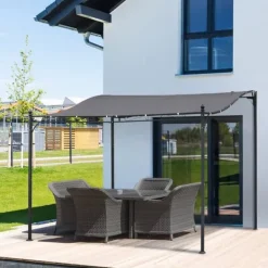 Outlet Pergola pavillon 297x297 cm, metal, grå – terrasse/altan Buer, Spalier, Lysthuse Uden Tag