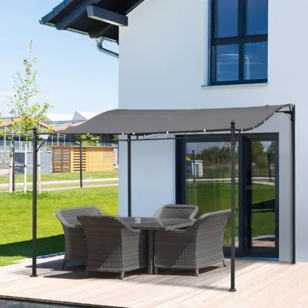 Outlet Pergola pavillon 297x297 cm, metal, grå – terrasse/altan Buer, Spalier, Lysthuse Uden Tag