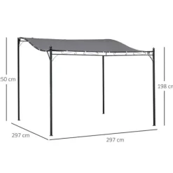 Outlet Pergola pavillon 297x297 cm, metal, grå – terrasse/altan Buer, Spalier, Lysthuse Uden Tag