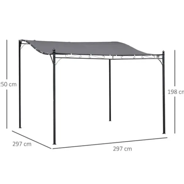 Outlet Pergola pavillon 297x297 cm, metal, grå – terrasse/altan Buer, Spalier, Lysthuse Uden Tag