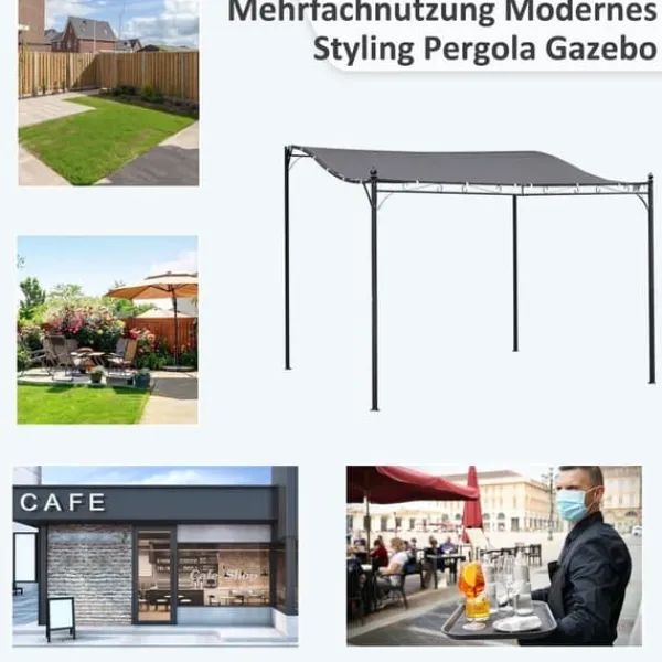 Outlet Pergola pavillon 297x297 cm, metal, grå – terrasse/altan Buer, Spalier, Lysthuse Uden Tag