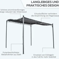 Outlet Pergola pavillon 297x297 cm, metal, grå – terrasse/altan Buer, Spalier, Lysthuse Uden Tag