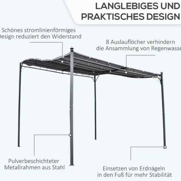 Outlet Pergola pavillon 297x297 cm, metal, grå – terrasse/altan Buer, Spalier, Lysthuse Uden Tag