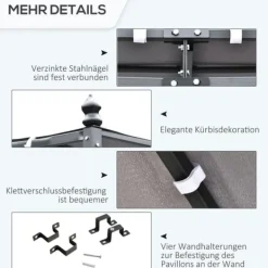 Buer, Spalier, Lysthuse Uden Tag^Pergola pavillon 297x297 cm, metal, grå – terrasse/altan