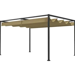 Buer, Spalier, Lysthuse Uden Tag^Pergola 4x3m havepavillon, terrasse tagbeklædning lavet af stål, havepavillon med justerbart tag, fritstående, solafskærmning til terrasse og have, Kh | CDON