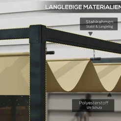 Buer, Spalier, Lysthuse Uden Tag^Pergola 4x3m havepavillon, terrasse tagbeklædning lavet af stål, havepavillon med justerbart tag, fritstående, solafskærmning til terrasse og have, Kh | CDON