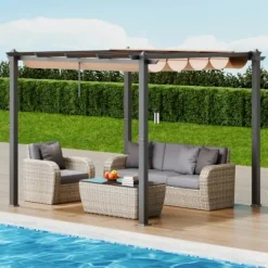 Buer, Spalier, Lysthuse Uden Tag^Pergola, 297x297x230 cm, Beige, Aluminium